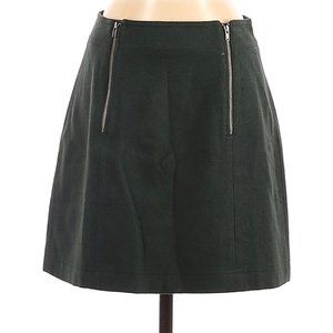 Madewell Dark Green Uptown Zip Wool Mini Skirt
